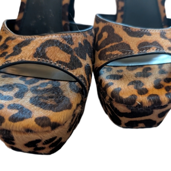 Steve Madden Assured Leopard Print Real Fur Platform Heels 6.5 - Picture 9 of 12